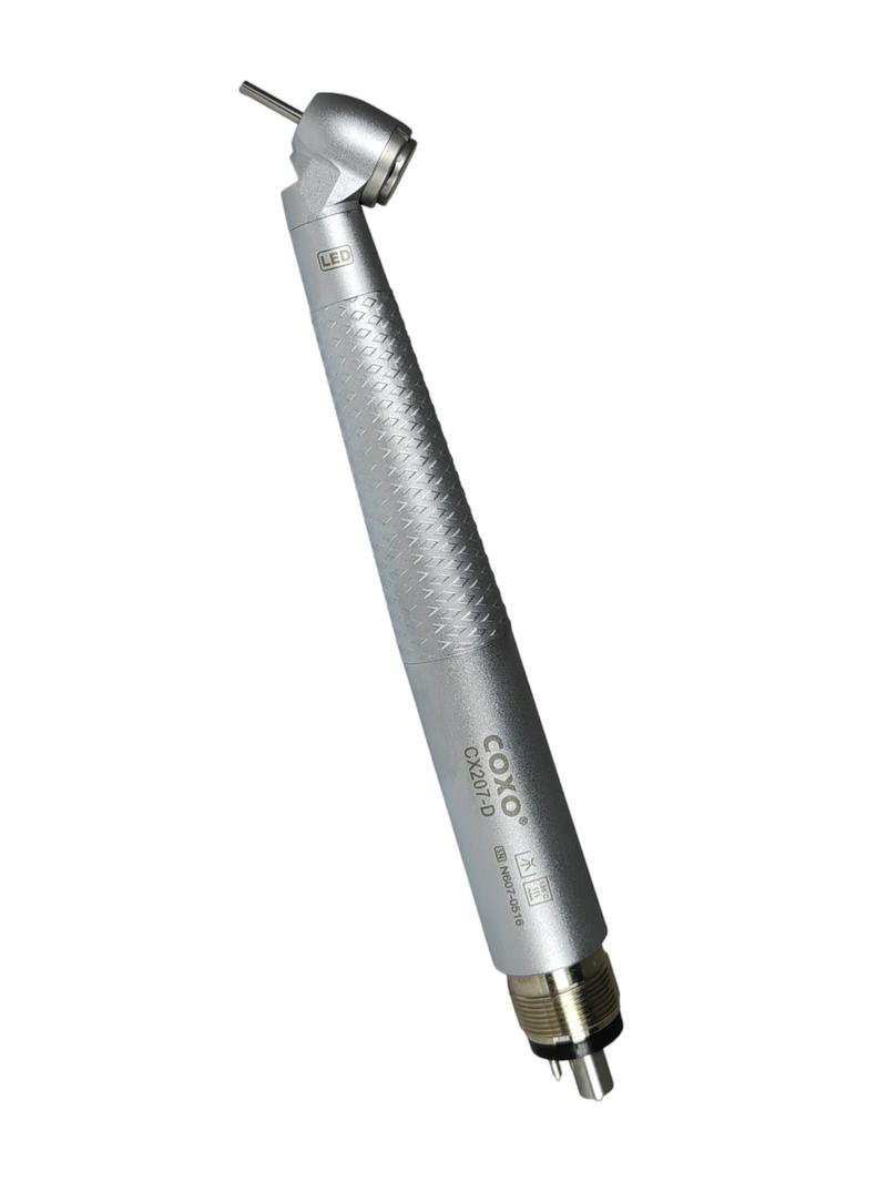 Наконечник стоматологический турбинный кнопочный CX207- D (с генератором света) со стандартной головкой, с углом наклона головки 45°/ Coxo