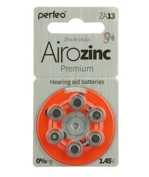Батарейки для слуховых аппаратов Perfeo ZA13/6BL Airozinc Premium