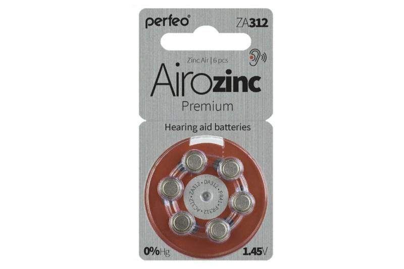 Батарейки для слуховых аппаратов Perfeo ZA312/6BL Airozinc Premium