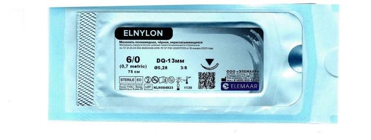 �������� ELNYLON 6/0 (�����. 75 ��,13 ��, �������-�������, 3/8), 12 ��/ �������