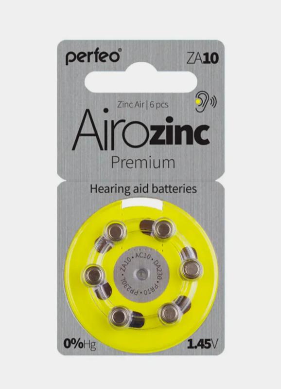 Батарейки для слуховых аппаратов Perfeo ZA10/6BL Airozinc Premium