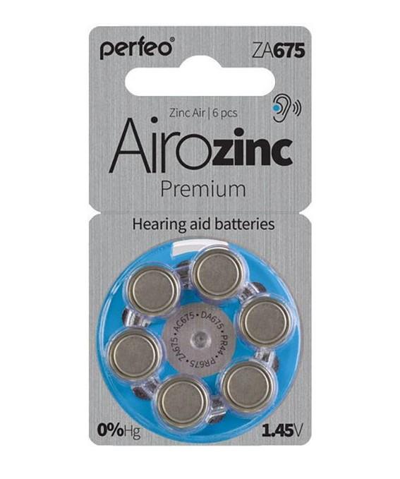 Батарейки для слуховых аппаратов Perfeo ZA675/6BL Airozinc Premium